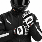 Herren Motorradhandschuhe Weiß Schwarz mit Fingerverstärkung und Handgelenkverschluss