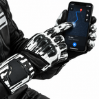Weiße Motorrad Handschuhe Herren mit Knöchelschutz und Sportoptik