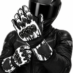 Weiße Motorrad Handschuhe Herren mit Knöchelschutz und Sportoptik