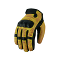 Gelbe Lederhandschuhe fürs Motorrad mit Perforation
