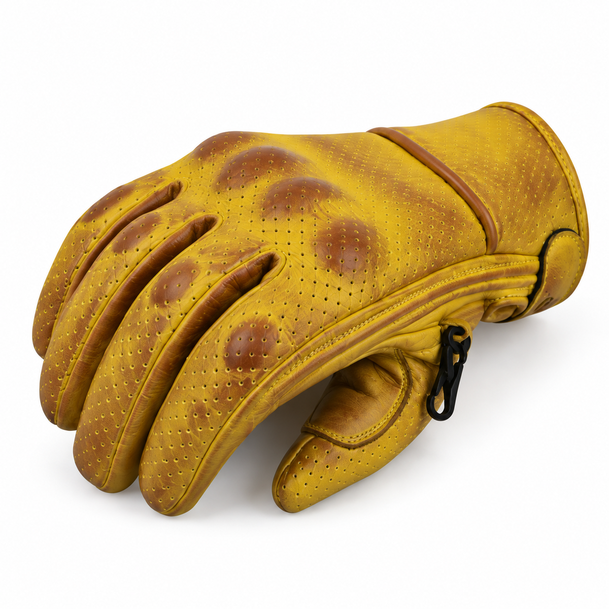 Gelbe Leder-Motorradhandschuhe Herren mit Handverstärkung
