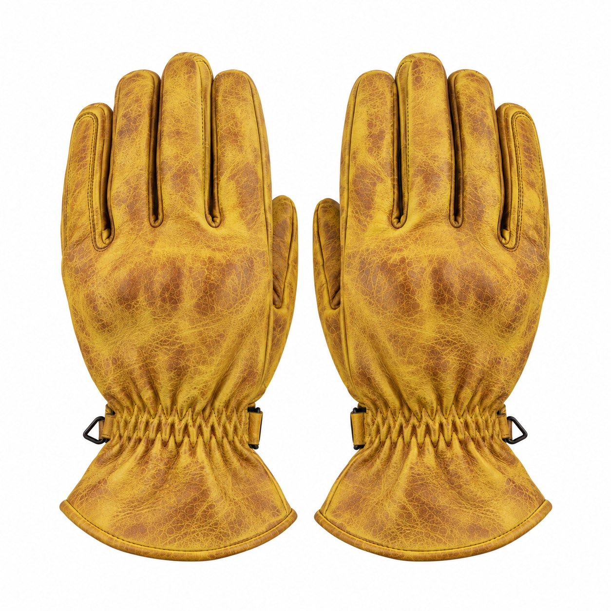 Gelbe Motorrad-Lederhandschuhe Herren mit Vintage Optik
