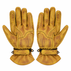 Gelbe Motorrad-Lederhandschuhe Herren mit Vintage Optik
