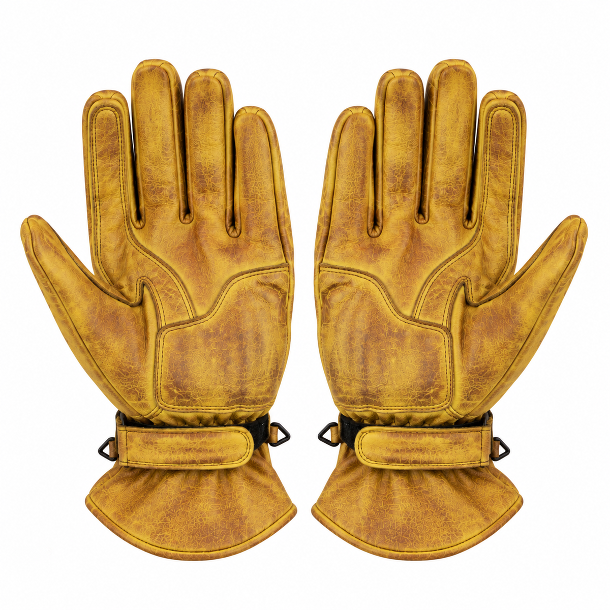 Gelbe Motorrad-Lederhandschuhe Herren mit Vintage Optik