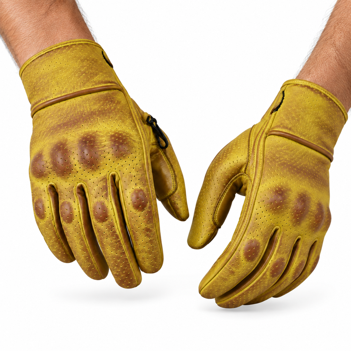 Herren-Motorrad-Lederhandschuhe mit Knöchelschutz – in vier Farben