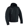 Softshell Motorradjacke Herren Schwarz mit abnehmbarer Kapuze und Reflexdetails