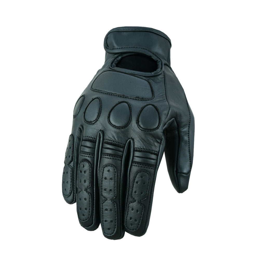 Schwarze Herren Leder Motorradhandschuhe mit Schutzpolstern