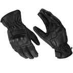 Herren Motorrad Lederhandschuhe Schwarz mit Handprotekto