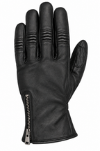 Schwarze Herren Motorradhandschuhe aus Leder mit Reißverschluss
