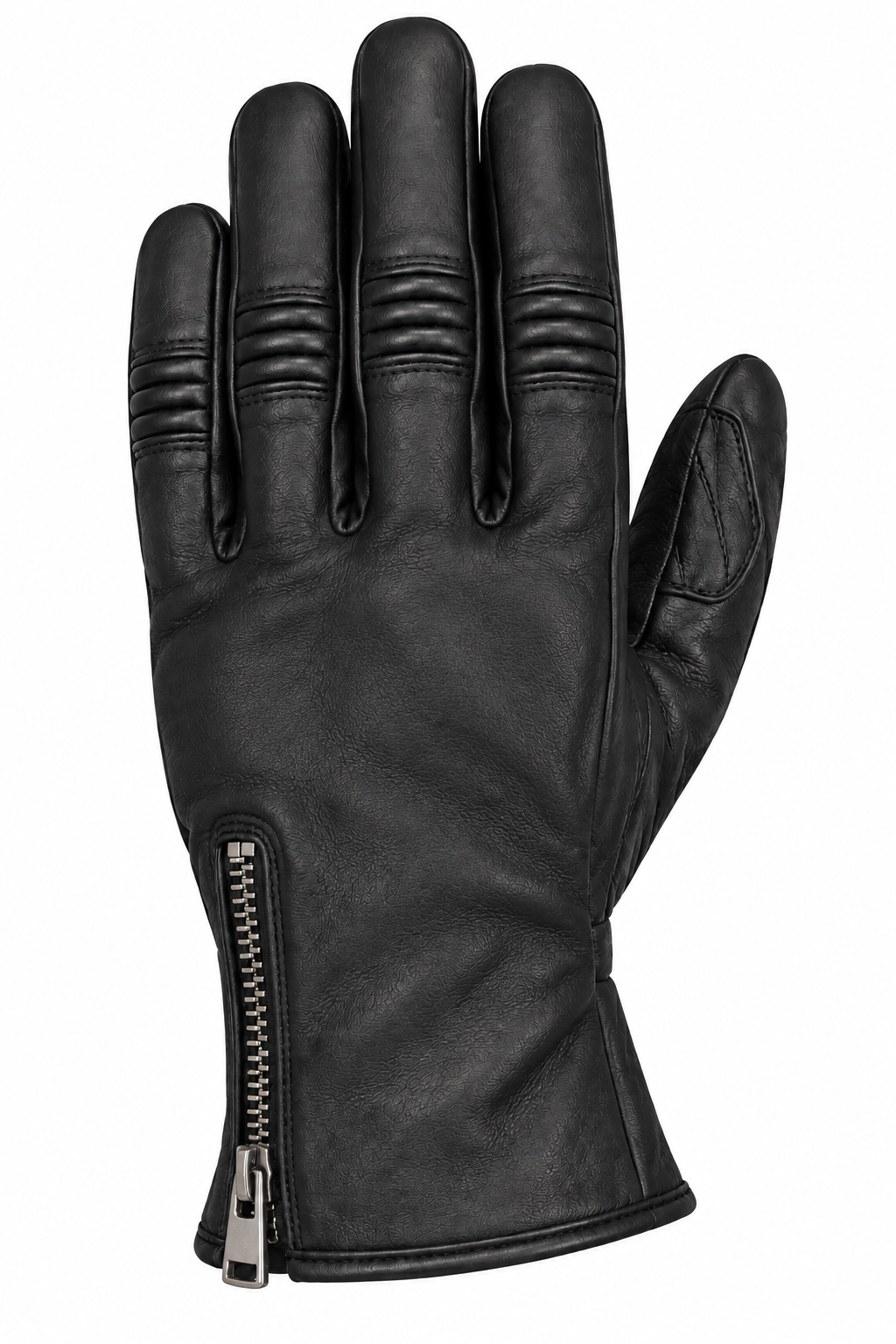 Schwarze Herren Motorradhandschuhe aus Leder mit Reißverschluss