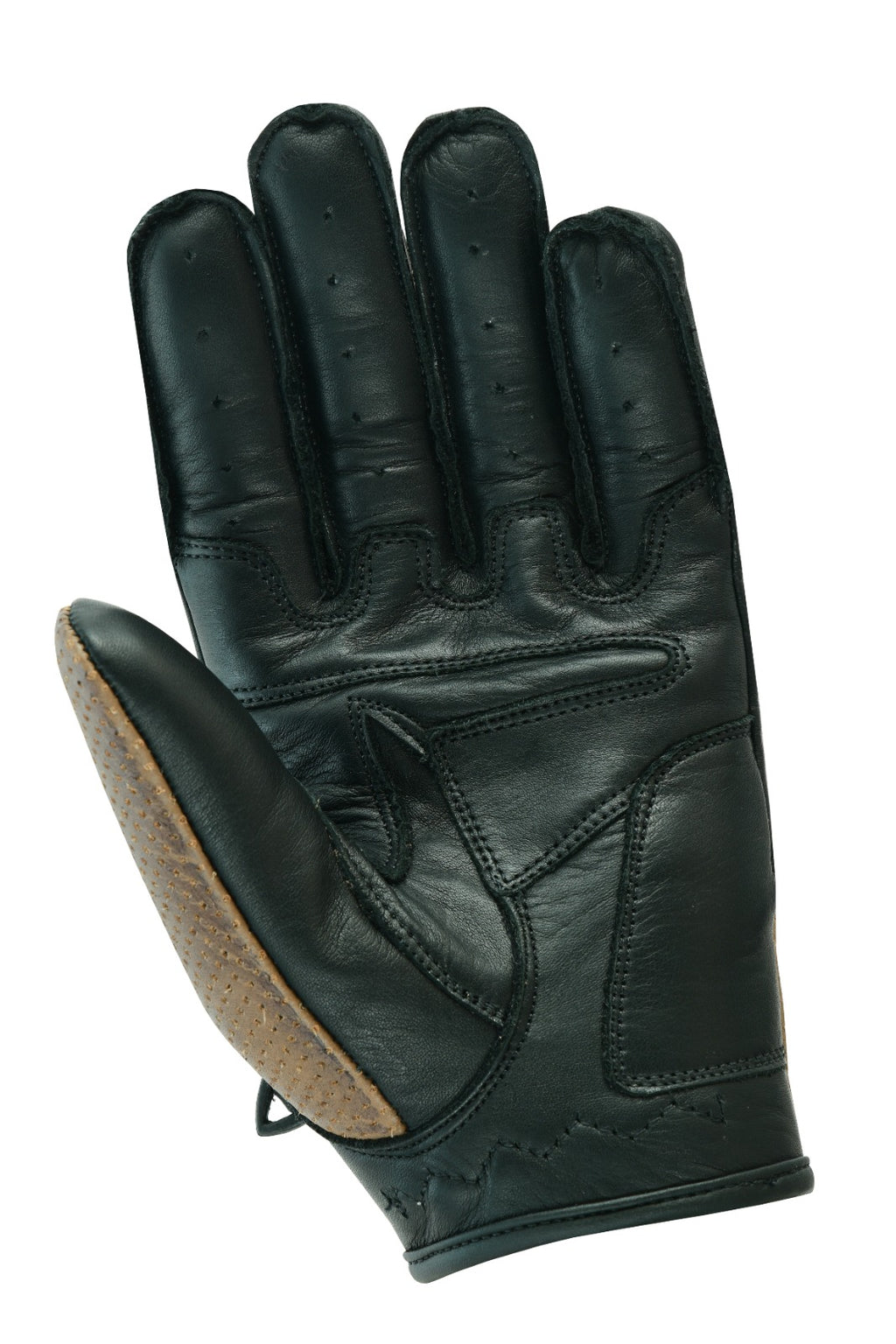 Herren Motorrad-Lederhandschuhe Braun – Perforierte Ausführung