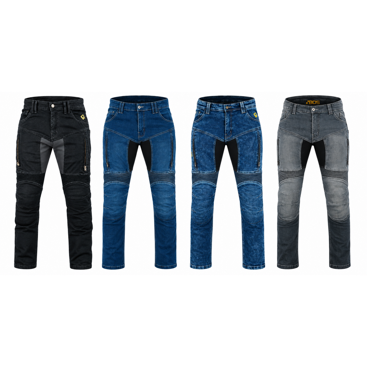 Motorradjeans Herren mit Aramid-Verstärkung und herausnehmbaren CE-Protektoren