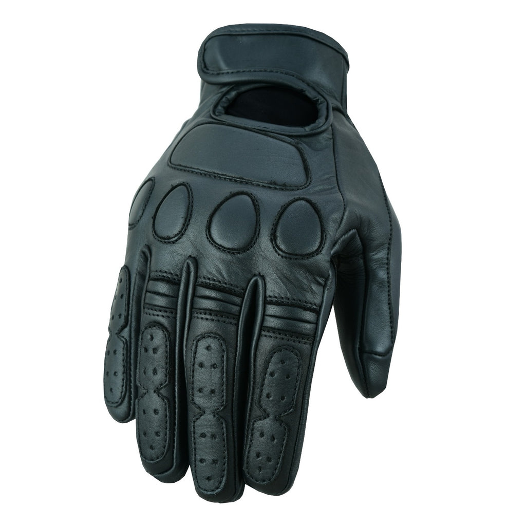 Schwarze Herren Leder Motorradhandschuhe mit Schutzpolstern