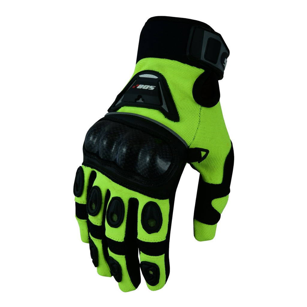 Herren Motorradhandschuhe Neon Gelb Schwarz mit Knöchelschutz