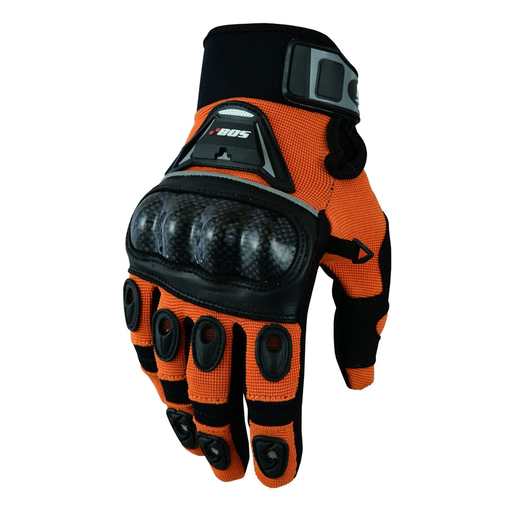 Motorradhandschuhe Orange Schwarz mit Handschutz