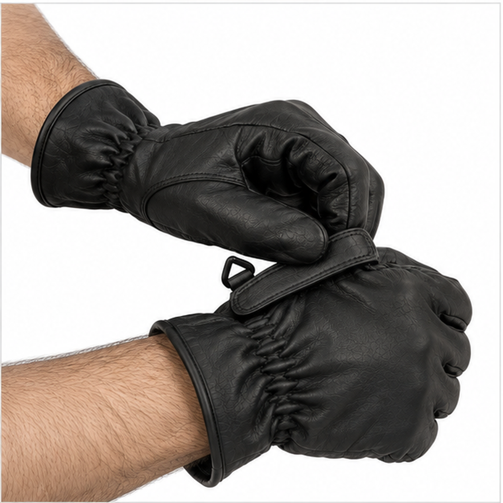 Schwarze Motorrad-Handschuhe Herren mit langem Bündchen