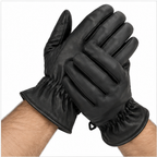 Schwarze Motorrad-Handschuhe Herren mit langem Bündchen