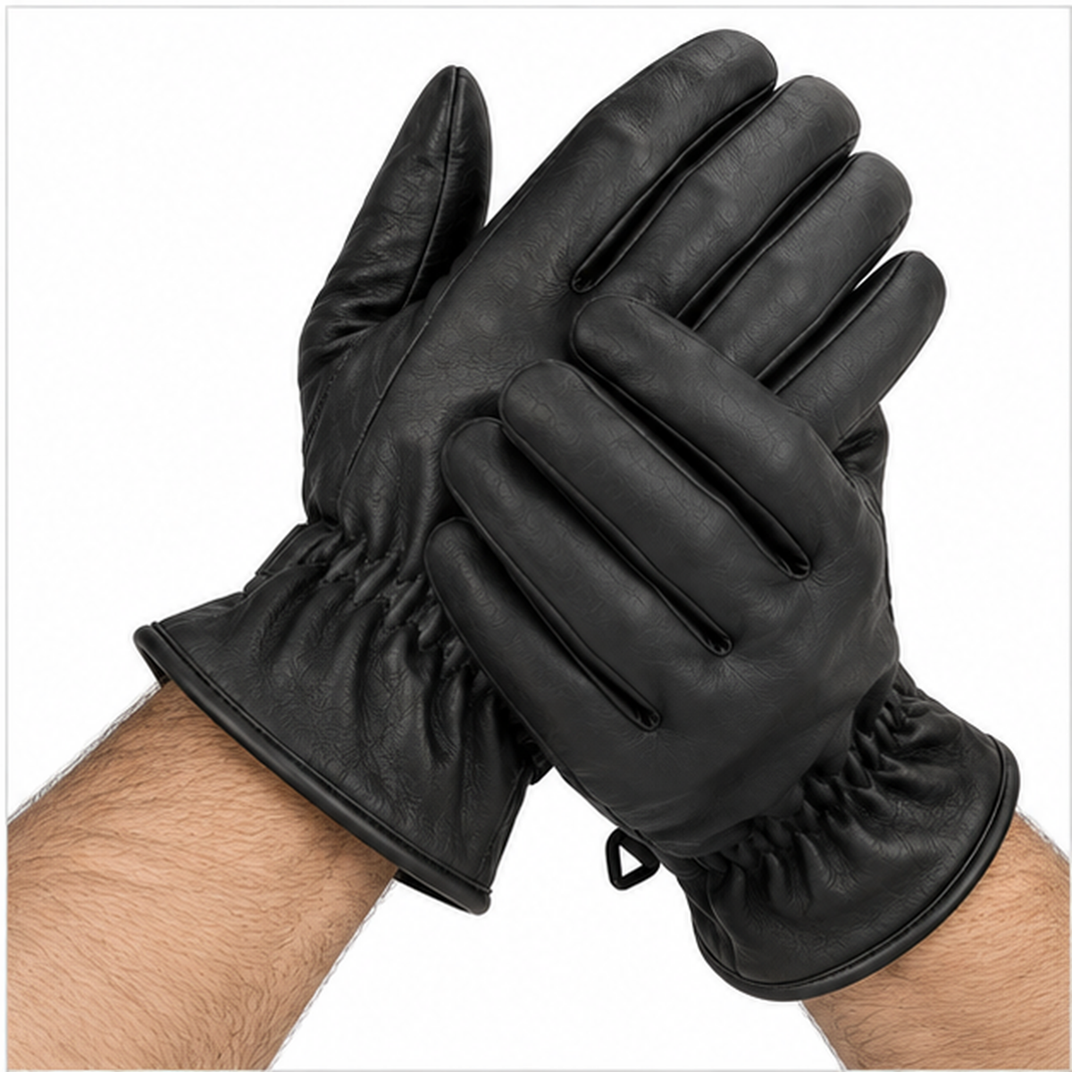 Schwarze Motorrad-Handschuhe Herren mit langem Bündchen
