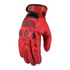 Herren Leder Motorradhandschuhe Rot mit Protektoren