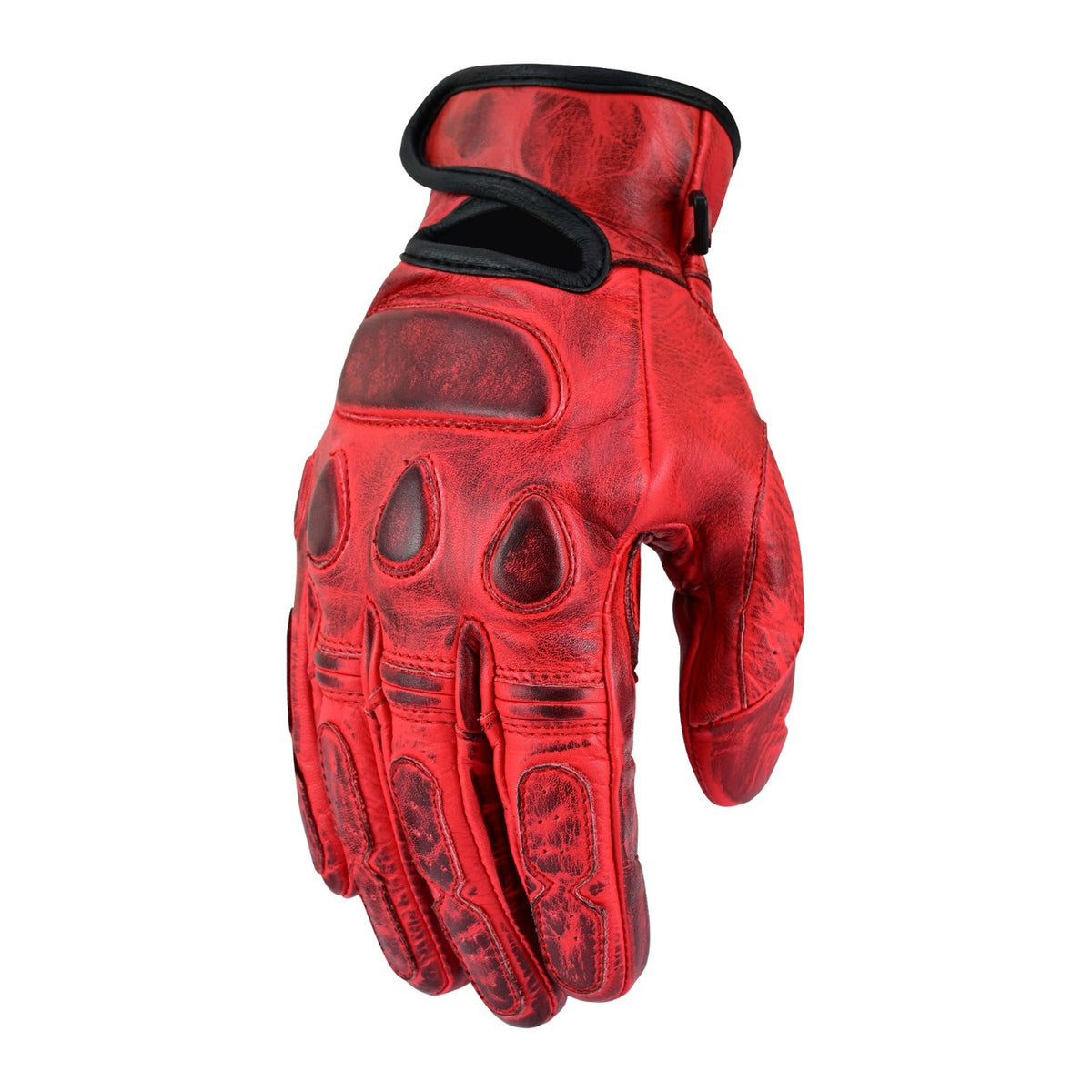 Herren Leder Motorradhandschuhe Rot mit Protektoren