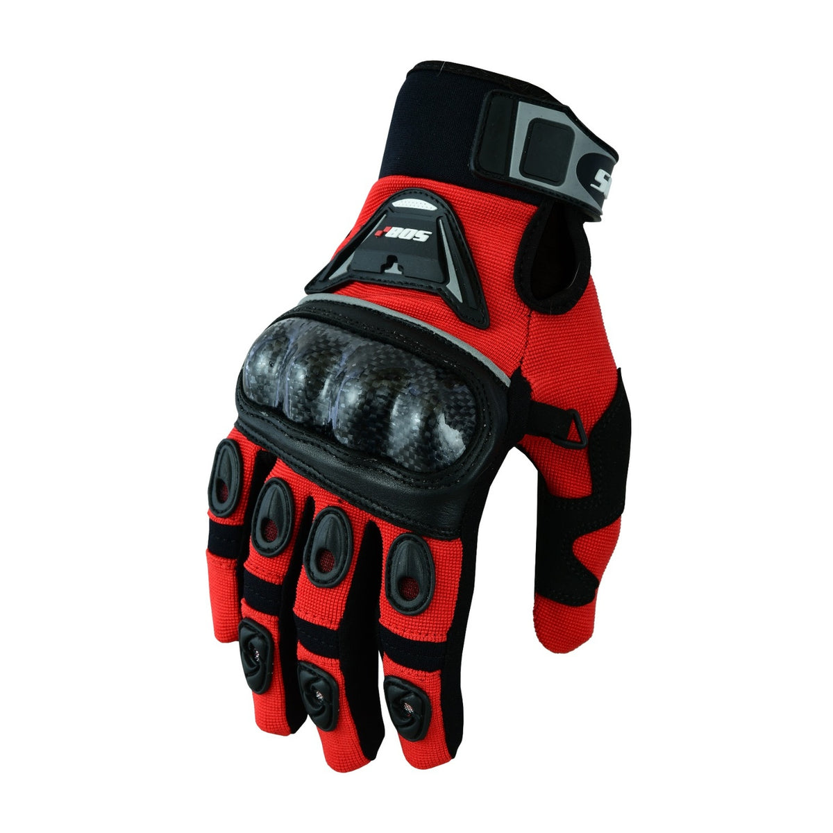 Motorradhandschuhe Rot Schwarz mit Knöchelschutz