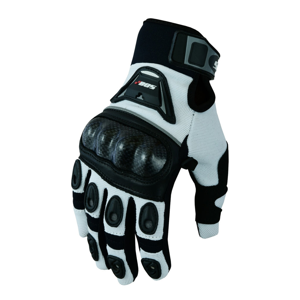 Herren Motorradhandschuhe Weiß Schwarz mit Handschutz
