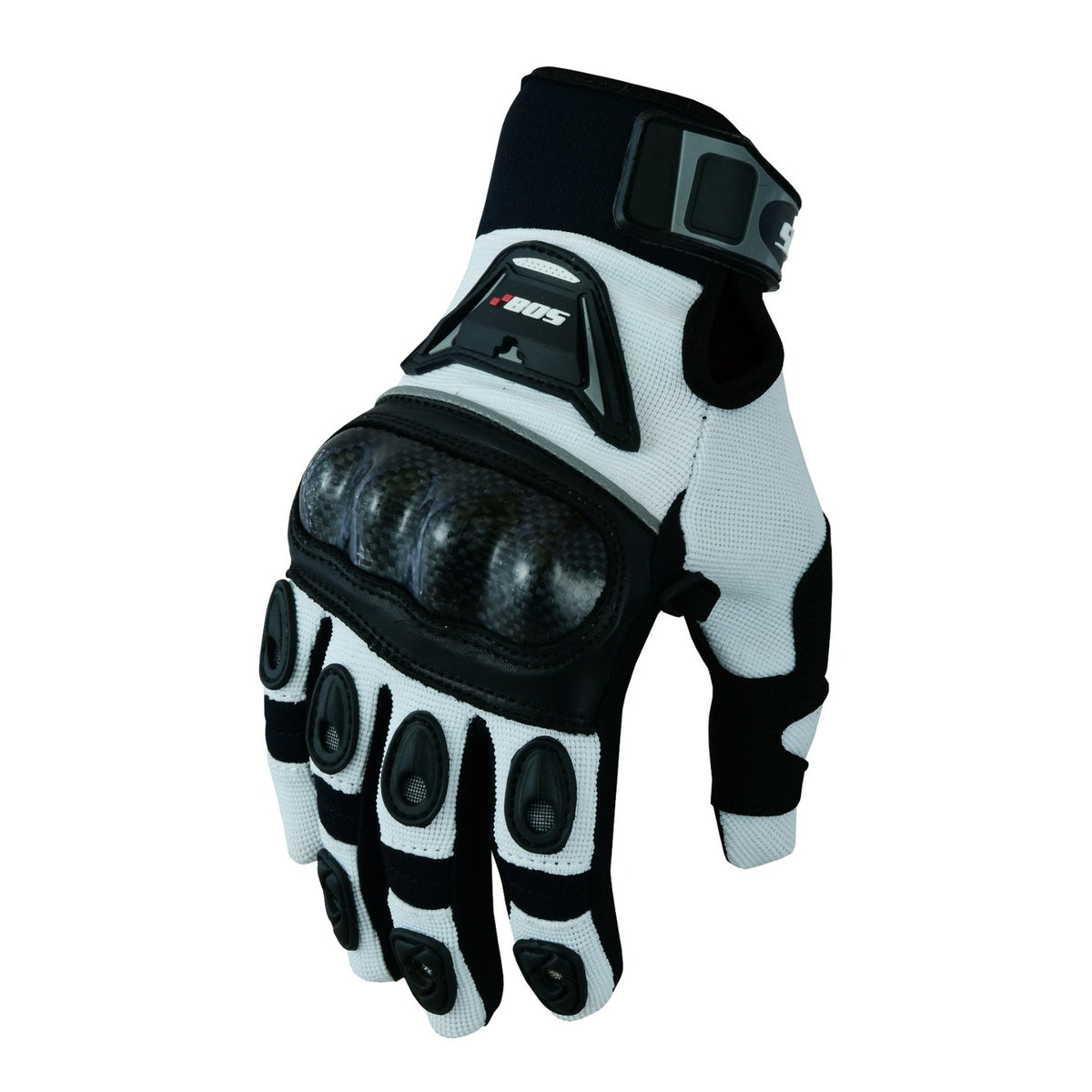 Herren Motorradhandschuhe Weiß Schwarz mit Handschutz