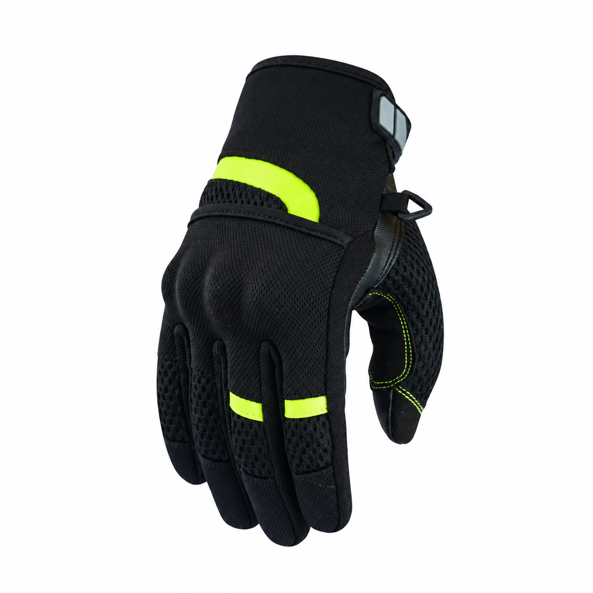 Herren Motorradhandschuhe Schwarz Grün mit Mesh-Belüftung und verstärkter Handfläche