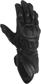 Herren Motorradhandschuhe Schwarz mit Knöchelprotektor und Langschaft