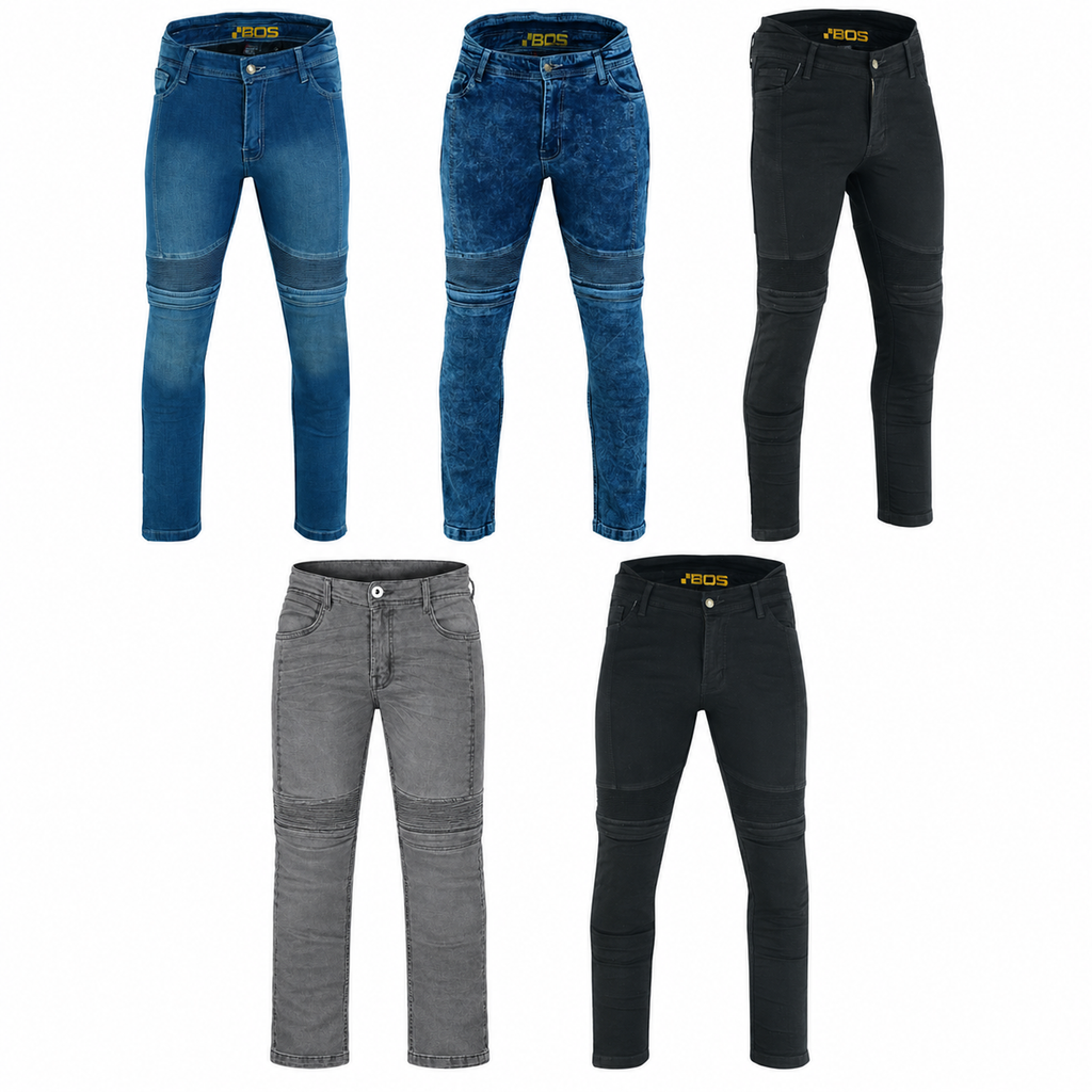 Motorradjeans Herren BOS Micas – Slim Fit mit Aramid-Verstärkung und Protektoren
