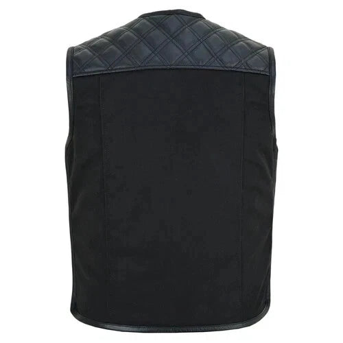 Club Style Motorradweste Herren mit Leder und Canvas Materialmix