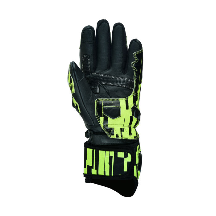 Motorradhandschuhe aus Rindsleder Neongrün
