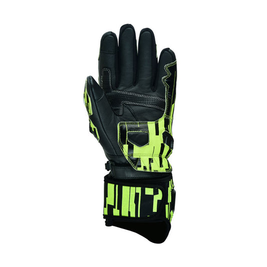 Motorradhandschuhe aus Rindsleder Neongrün
