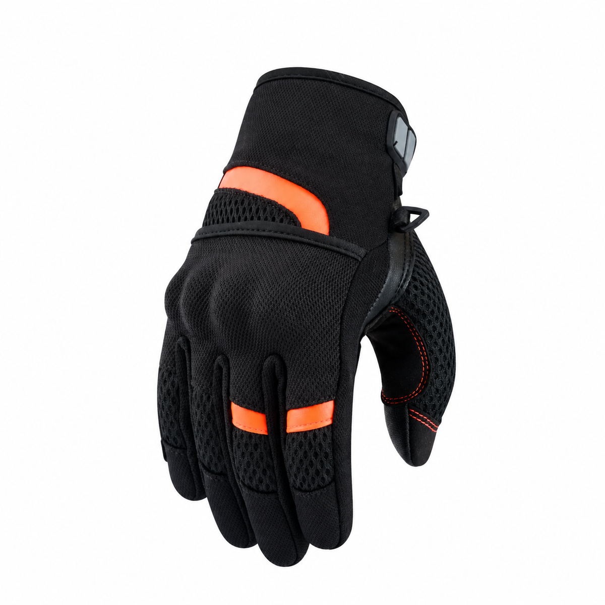 Herren Motorradhandschuhe Schwarz mit Mesh-Einsätzen und verstärkter Handfläche