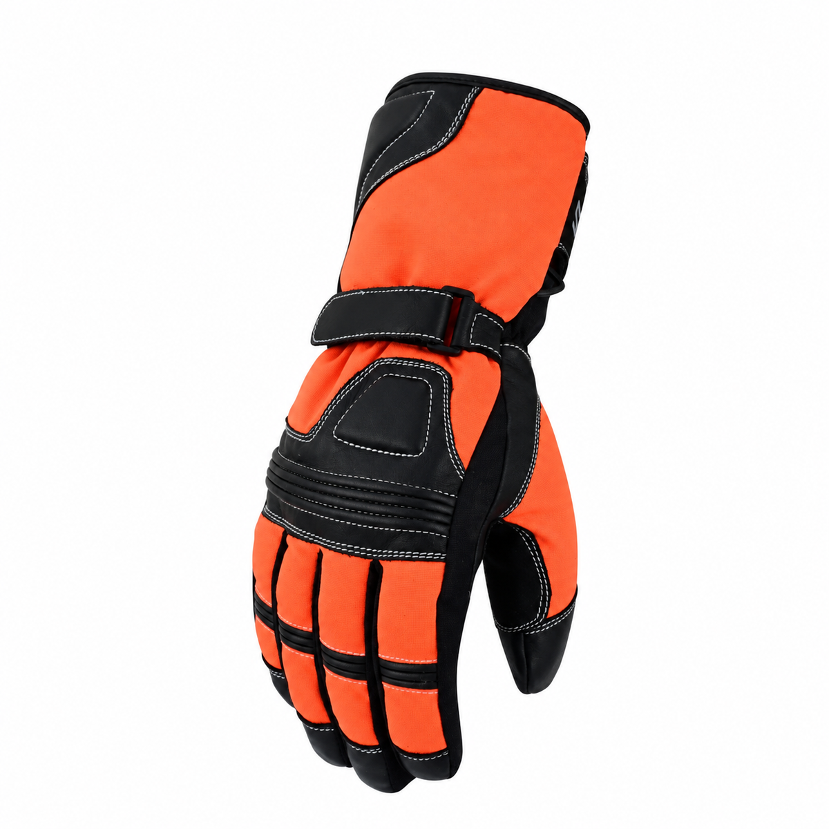 Herren Motorradhandschuhe mit langer Stulpe – Schwarz, Orange & Neon Grün