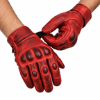 Rote Motorrad-Lederhandschuhe Herren mit Knöchelprotektoren