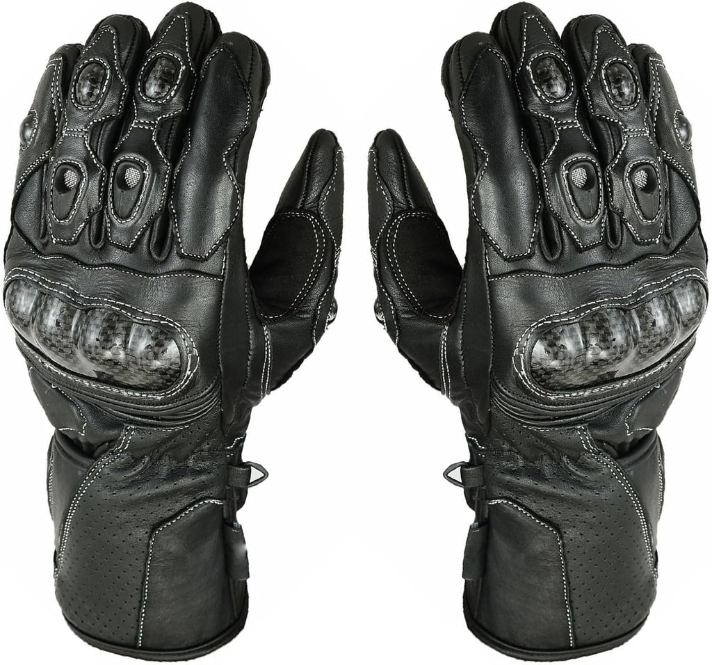 Herren Motorradhandschuhe Schwarz mit Hartprotektor und Touring-Design