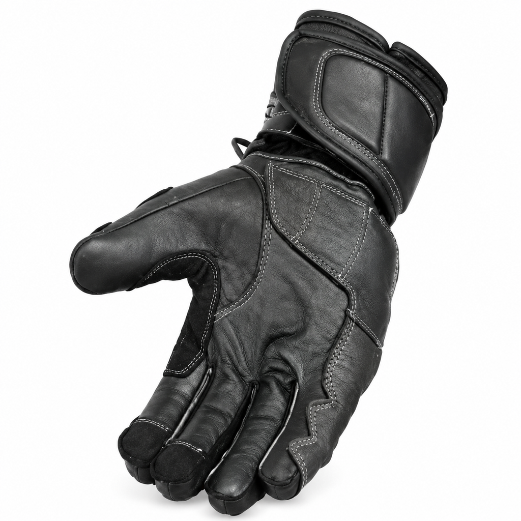 Herren Motorradhandschuhe Schwarz mit Hartprotektor und Touring-Design