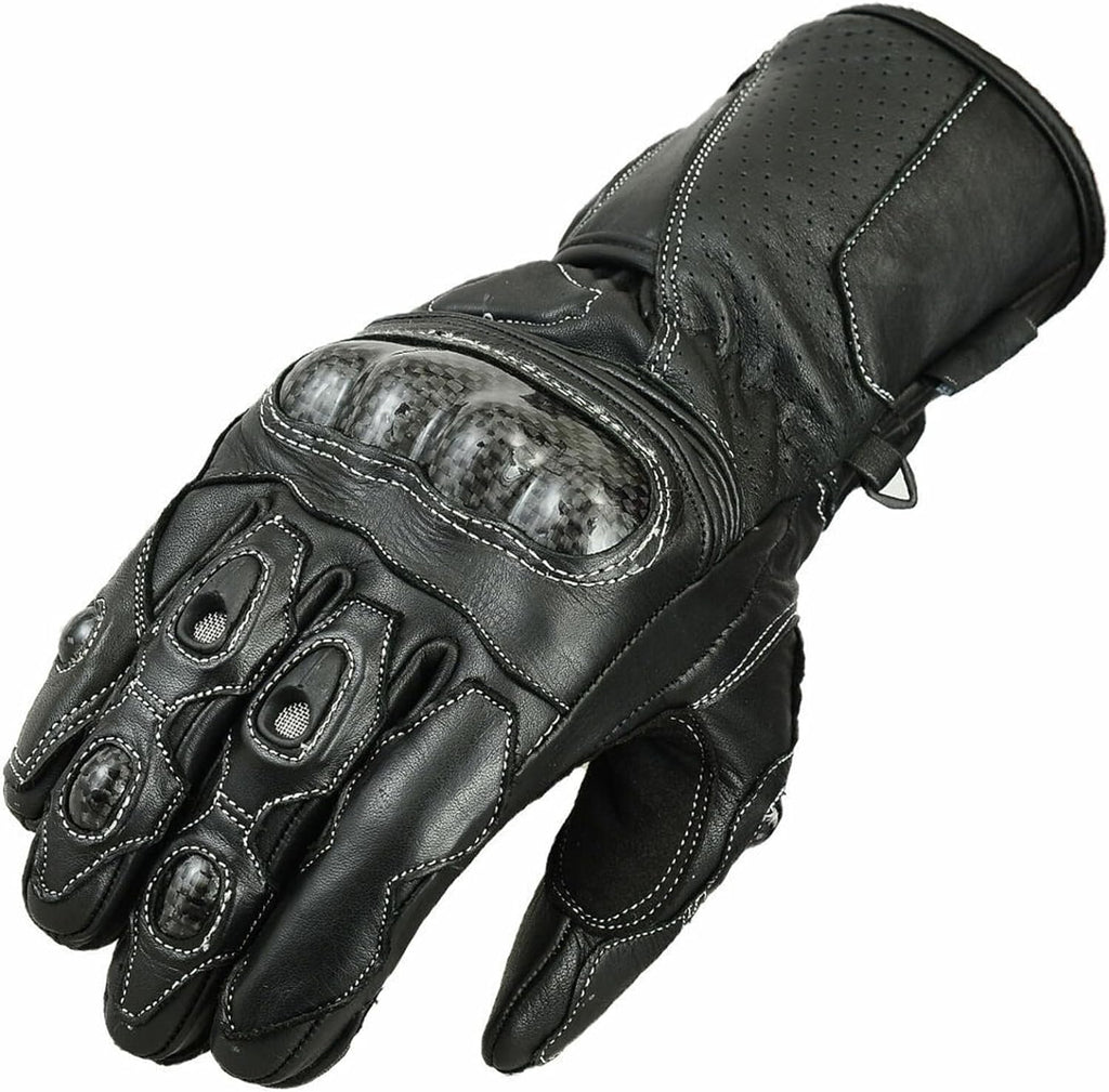Herren Motorradhandschuhe Schwarz mit Hartprotektor und Touring-Design