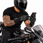 Herren Motorradhandschuhe Schwarz mit Schutzpolster und Langschaft