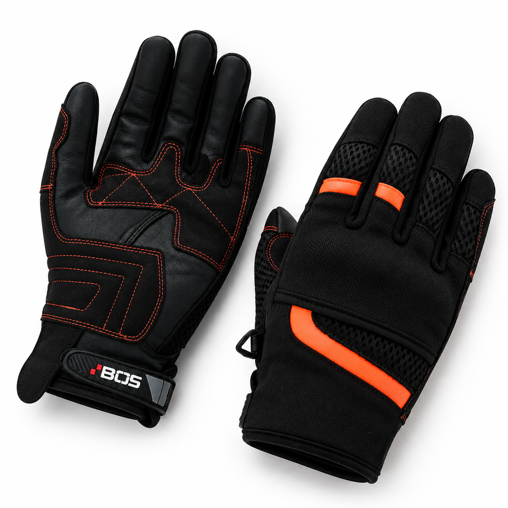 Herren Motorradhandschuhe Schwarz mit Mesh-Einsätzen und verstärkter Handfläche