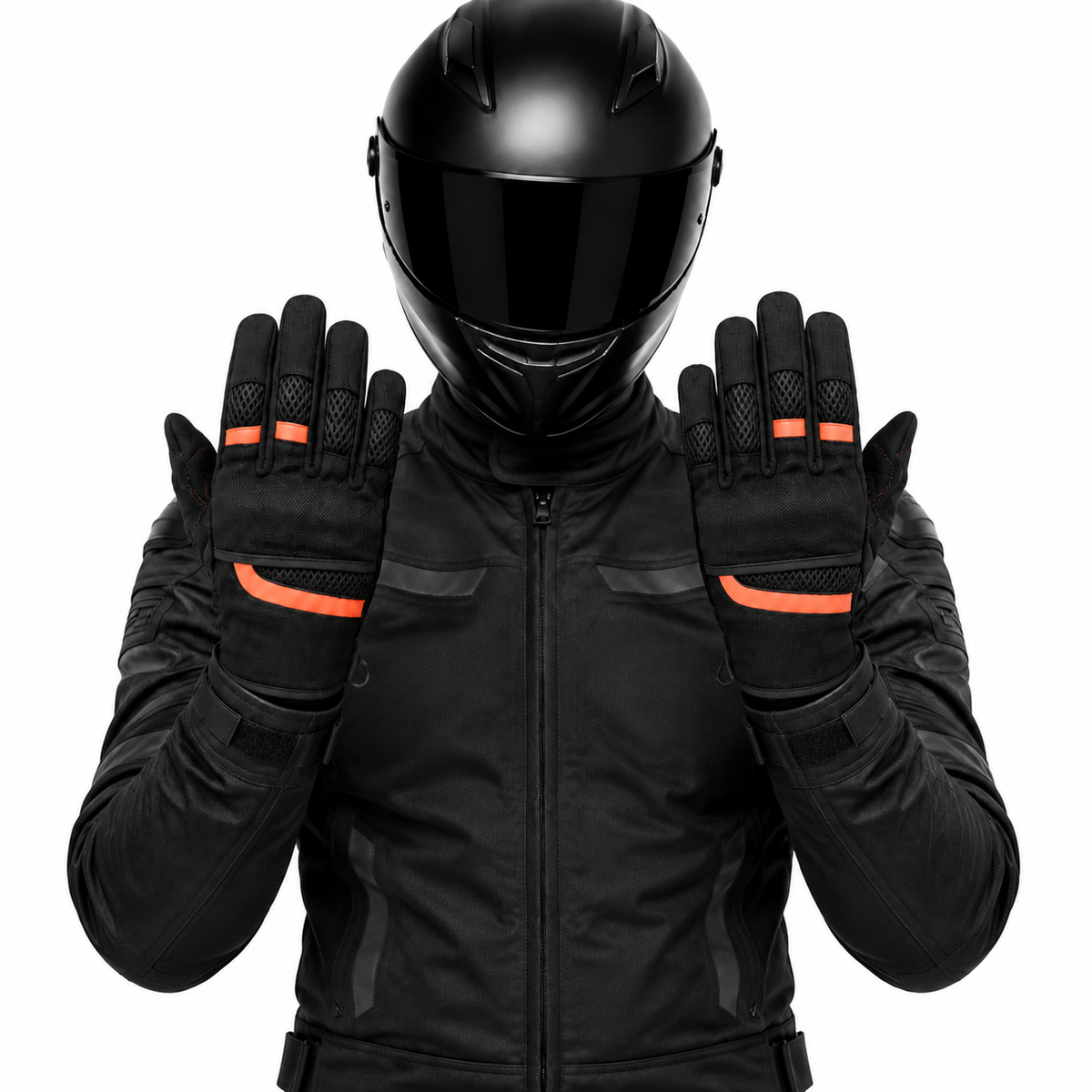 Herren Motorradhandschuhe Schwarz mit Mesh-Einsätzen und verstärkter Handfläche