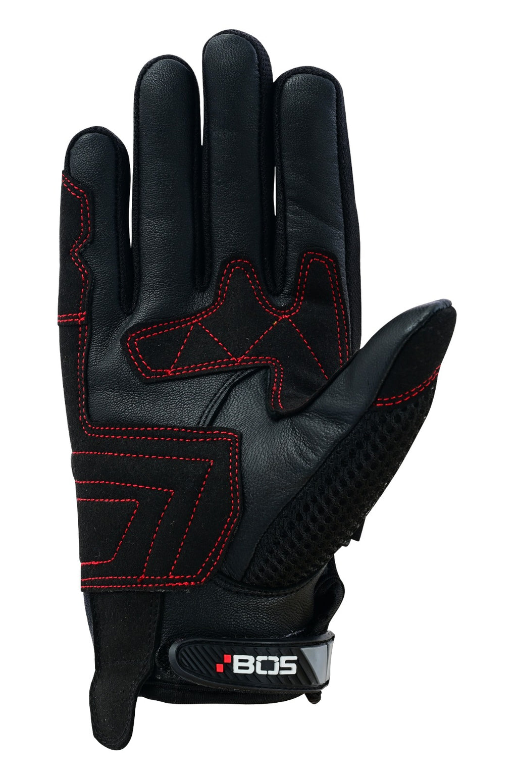 Herren Motorradhandschuhe Schwarz mit roten Details und Mesh-Belüftung