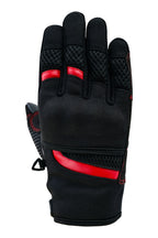 Herren Motorradhandschuhe Schwarz mit roten Details und Mesh-Belüftung