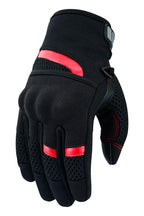 Herren Motorradhandschuhe Schwarz mit roten Details und Mesh-Belüftung