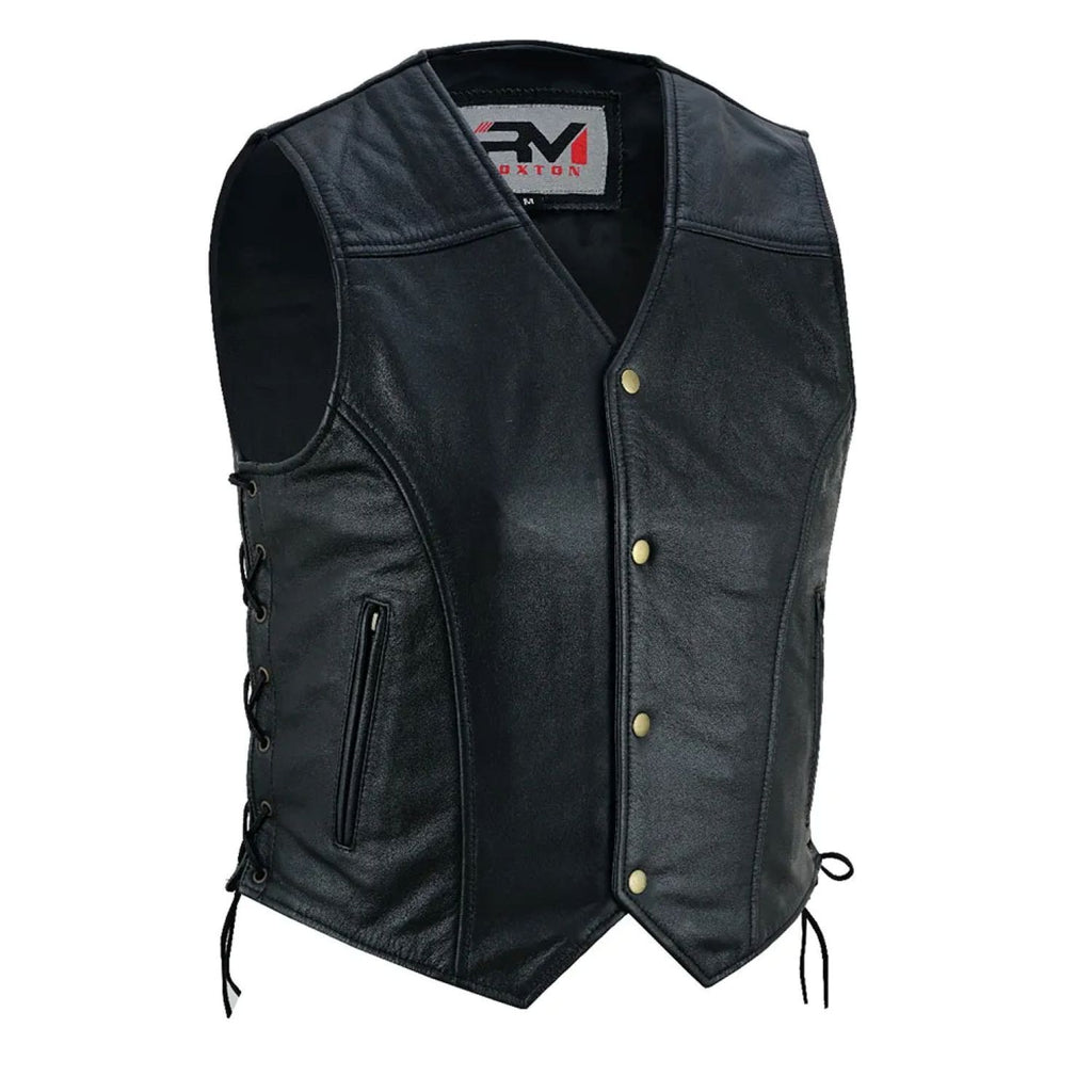 Herren Motorrad Lederweste aus Rindsleder – RM
