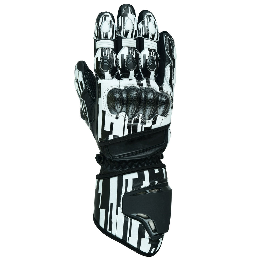 Weiße Motorrad Handschuhe Herren mit Knöchelschutz und Sportoptik