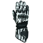 Weiße Motorrad Handschuhe Herren mit Knöchelschutz und Sportoptik