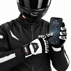 Herren Motorradhandschuhe Weiß Schwarz mit Fingerverstärkung und Handgelenkverschluss