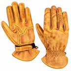 Gelbe Motorrad-Lederhandschuhe Herren mit Vintage Optik